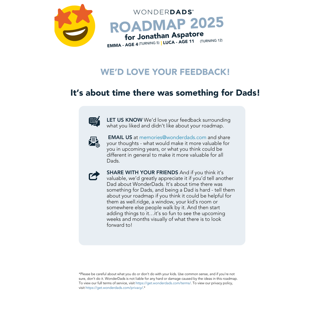 WonderDads Roadmap (Digital Only), $79 /year, 100% Best Investment Ever as a Dad, 30-Day Money Back Guarantee