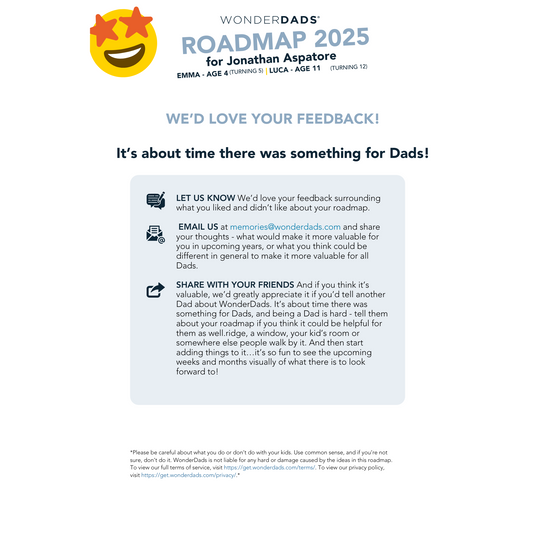 WonderDads Roadmap (Digital Only), $79 /year, 100% Best Investment Ever as a Dad, 30-Day Money Back Guarantee